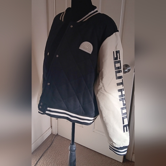 Black and Cream Southpole Varsity Jacket Women's Size 2X New With Tags - Picture 2 of 6